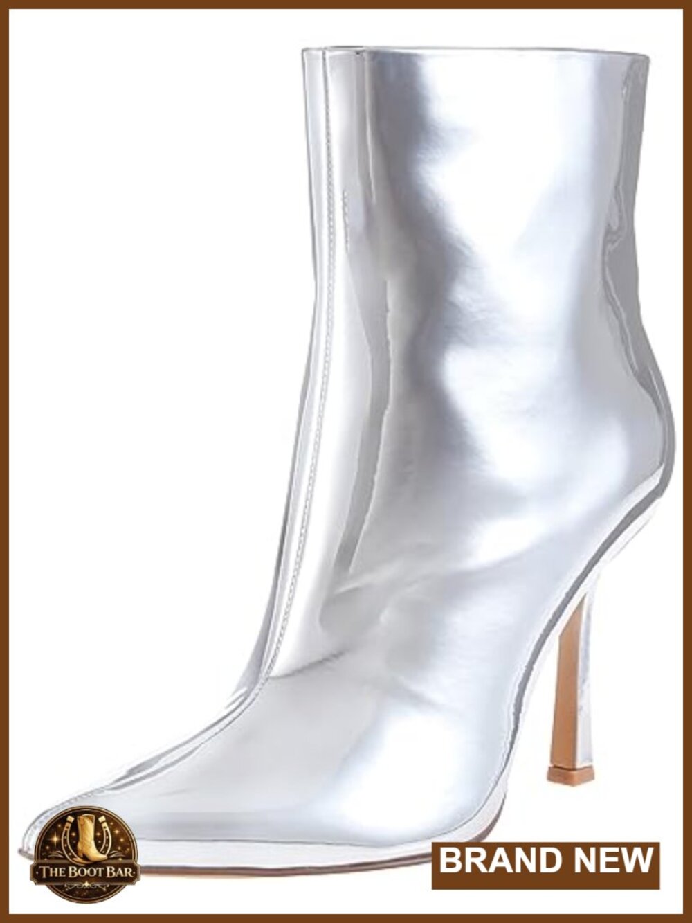 Faux Leather Pointed Toe Stiletto Heeled Ankle Bootie